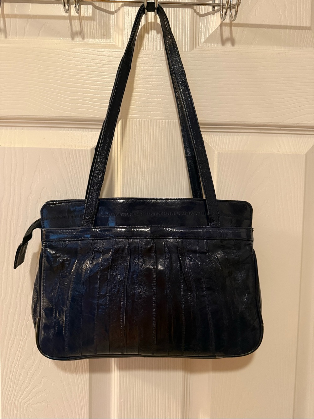 Vintage Blue Eel Skin Black Shoulder Bag